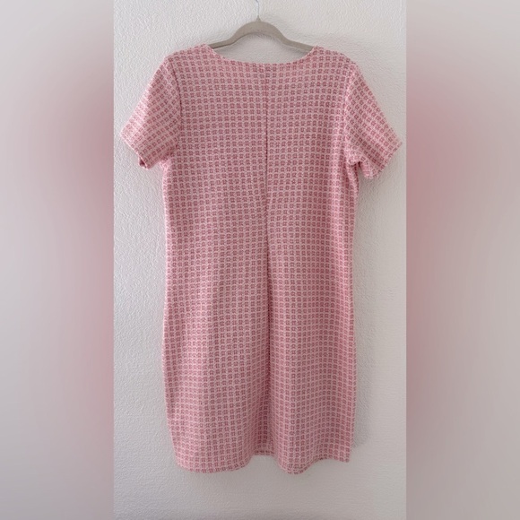 Isaac Mizrahi Pink Sheath Dress Short Sleeve Crew Neck Texture Size  L - Picture 8 of 8
